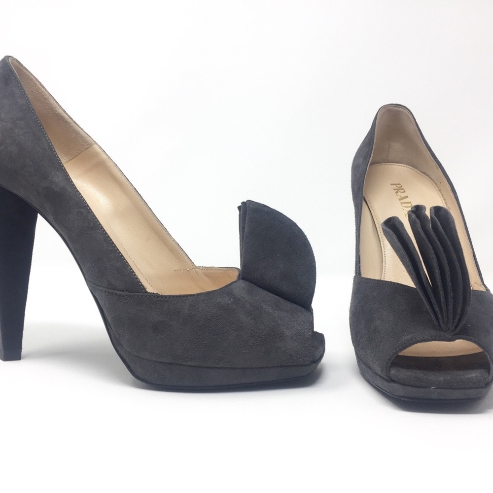 Prada heels suede grey size 6.5